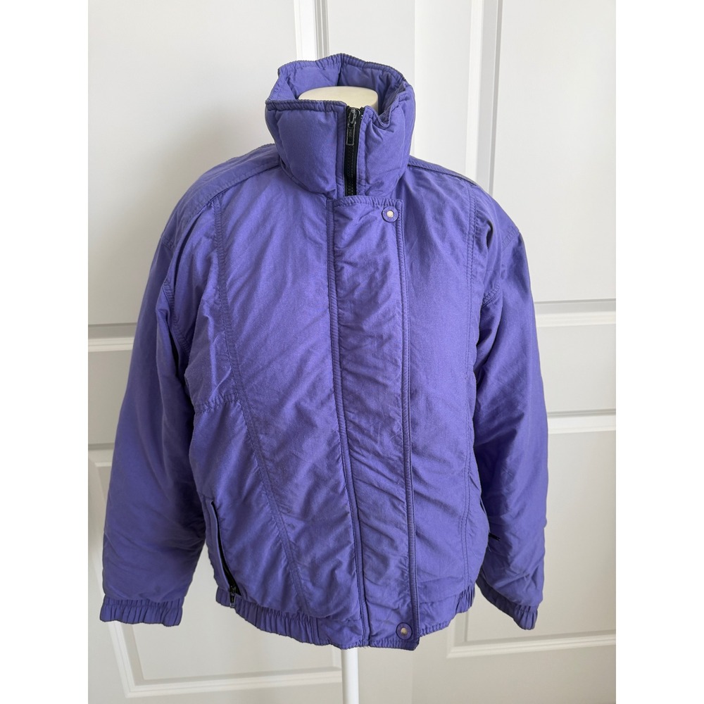 Vintage 1985 CB Sports Purple Down Puffer Jacket Womens Small Retro 80s
